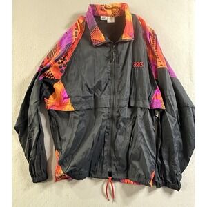 Vintage 90s ASICS blue windbreaker jacket, Size Large.